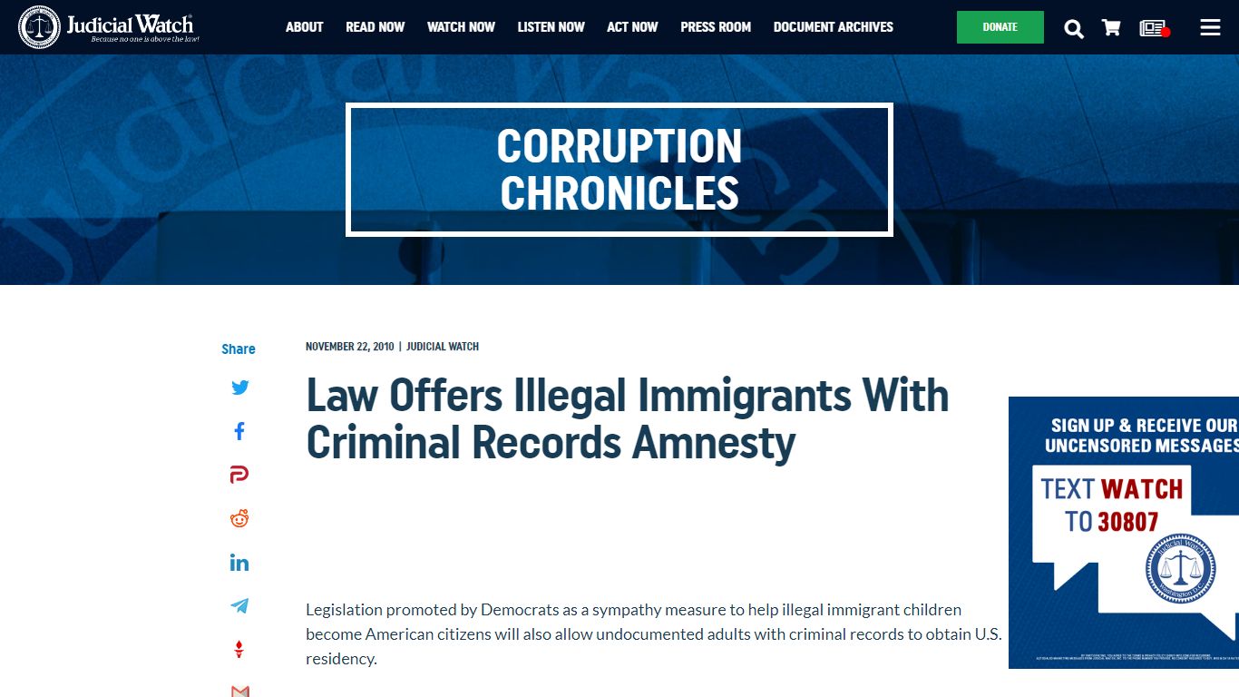 Law Offers Illegal Immigrants With Criminal Records Amnesty