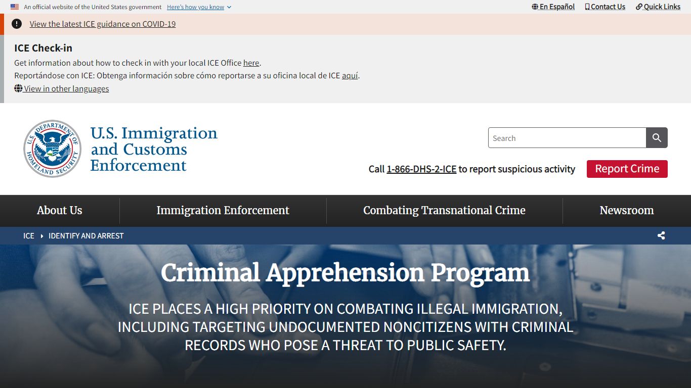 Criminal Apprehension Program | ICE